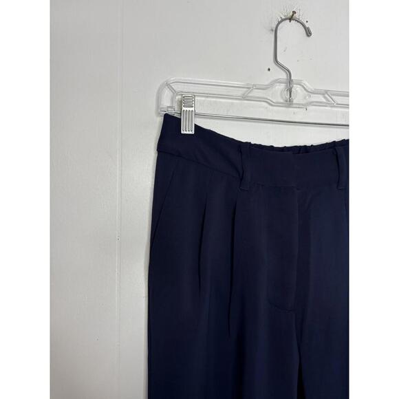 Quince Pants Womens 4 Stretch Crepe Wide Leg Pleated Navy Corpcore Career - Picture 6 of 10